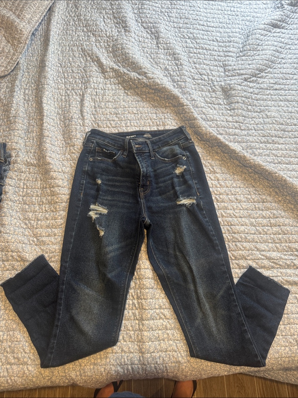 Old Navy Dark Blue Distressed Skinny Jeans